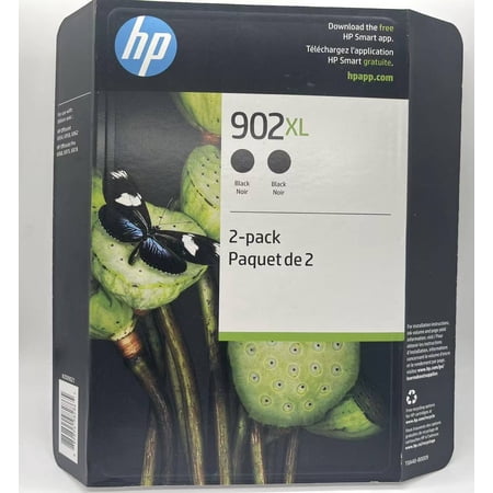 HP 902XL Black High Yield Ink Cartridge 2 Pack T0A40BN for OfficeJet 6962/Hp OfficeJet 6968/ Hp Officejet Pro 6975/Hp Officejet Pro 6978 Sold without manufacturer warranty