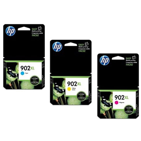 HP 902XL Cyan, Magenta & Yellow Ink Cartridge Set T0A41BN T6M02AN, T6M06AN, T6M10AN, (Sold without manufacturer warranty)