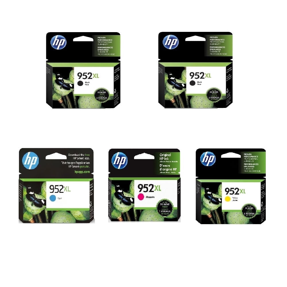 HP 952XL Black 952 Cyan/Magenta/Yellow High Yield Ink Cartridge, 5/Pack ...