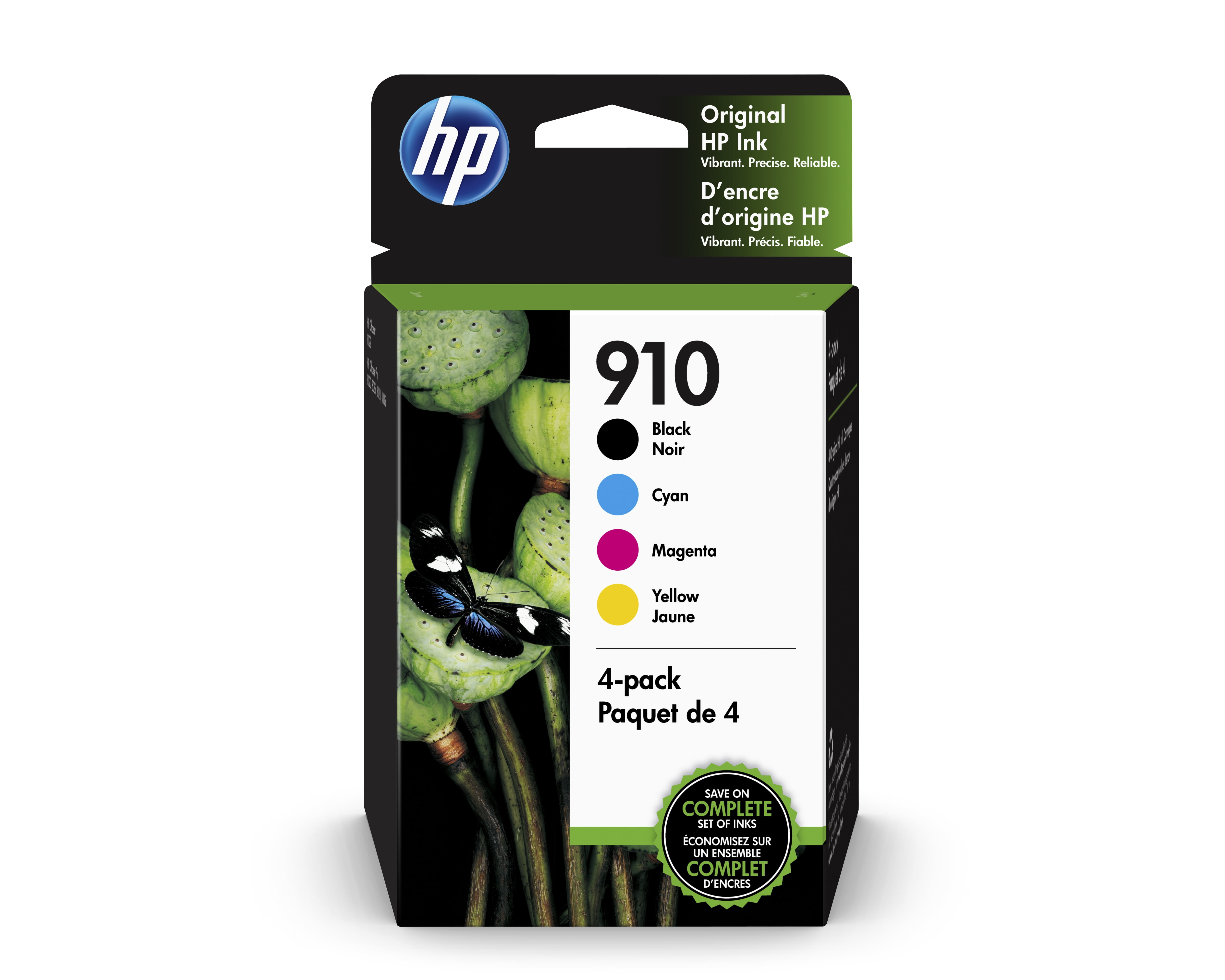 HP 910 4-pack Black/Cyan/Magenta/Yellow Original Ink Cartridges, 3YQ26AN#140
