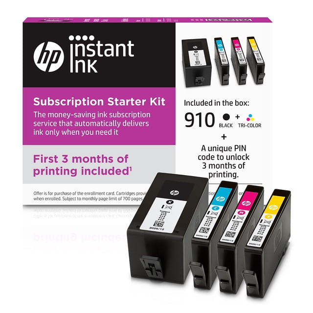 HP 910 Black & Color Instant Ink Cartridges with 3 Month Subscription