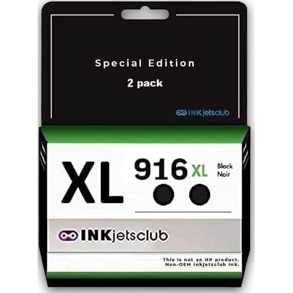 HP 916XL Black Compatible Inkjet Cartridge for HP 916 OfficeJet OfficeJet 8010 8010e 8012e 8014e 8015 8018 Printer Ink (Black 2 Pack)