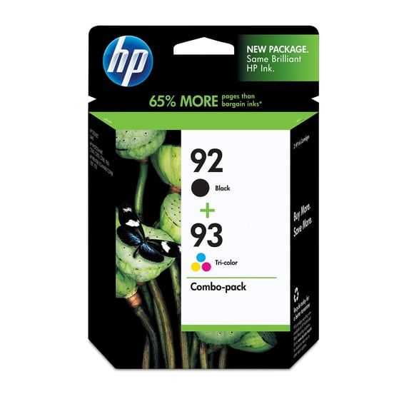 HP 92 Black/93 Tri-color 2-pack Original Ink Cartridges, 220 pages, C9513FN#140