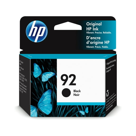 HP 92 Black Original Ink Cartridge, ~220 Pages, (C9362WN#140)