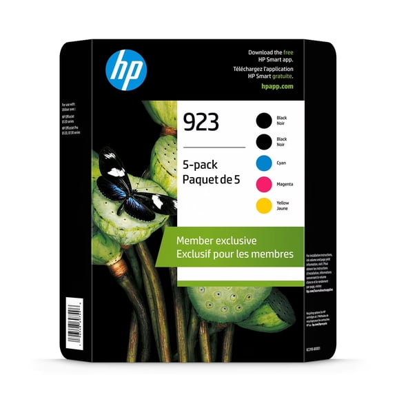 HP 923 Black Cyan Yellow Magenta 5-Pack Ink Cartridges 6C3Y6LN 4K0T3LN OfficeJet Pro 8135e (Sold without manufacturer warranty)