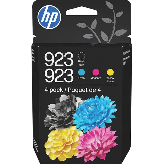HP 923 Black Cyan Yellow Magenta Original Ink Cartridges 6C3Y6LN 4-Pack OfficeJet Pro 8135e (Sold without manufacturer warranty)