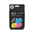 thumbnail image 1 of HP 923 CMYK Original Ink Cartridge 4-Pack, ~500 pages K, ~400 pages C/M/Y,, 1 of 7