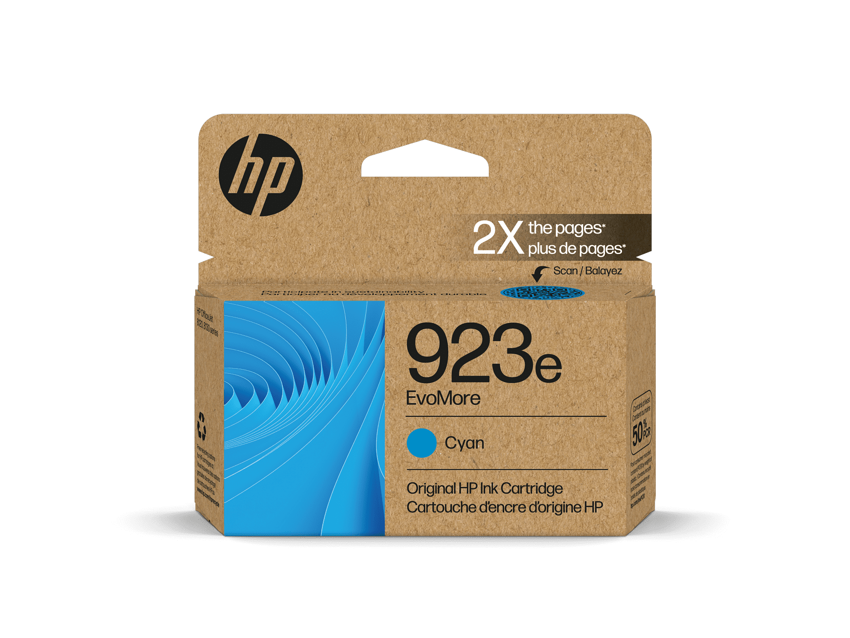 HP 923e EvoMore Cyan Original Ink Cartridge, 800 pages, 4K0T4LN