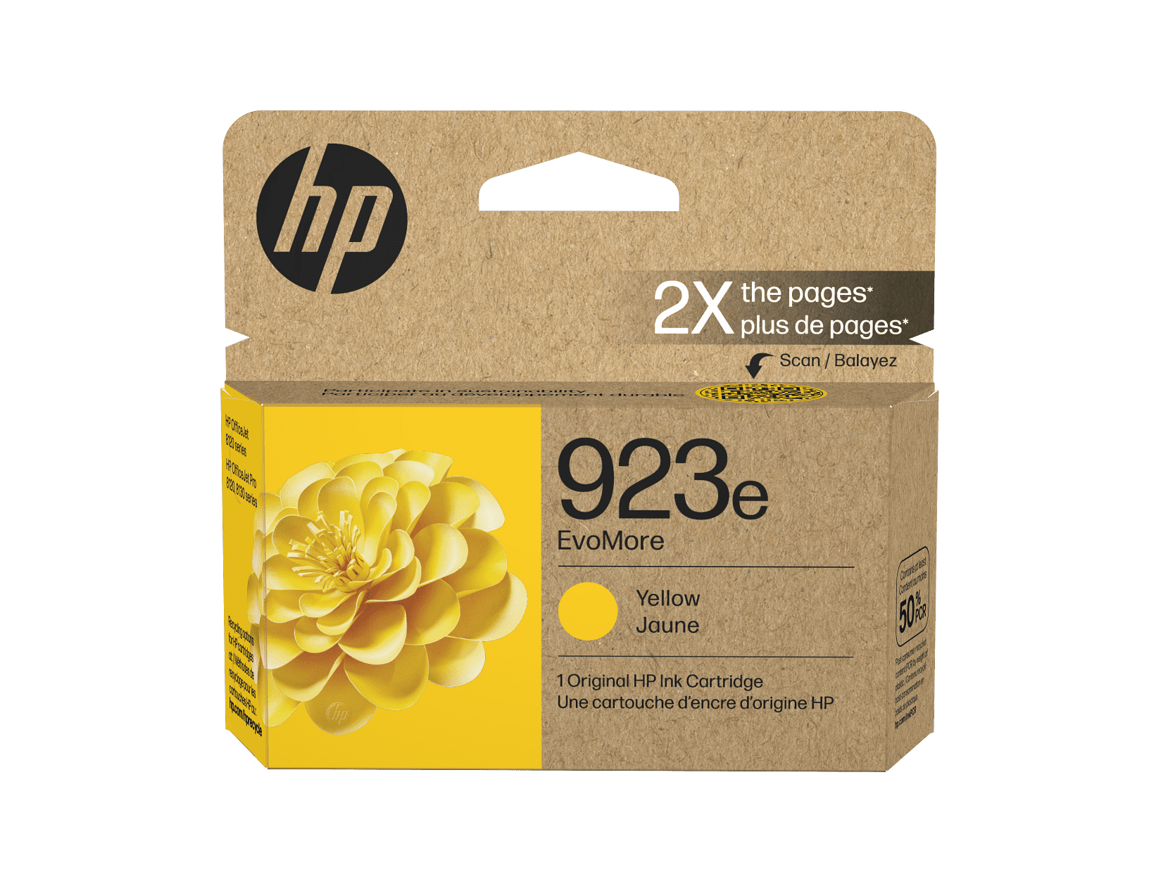 HP 923e EvoMore Yellow Original Ink Cartridge, 800 pages, 4K0T6LN