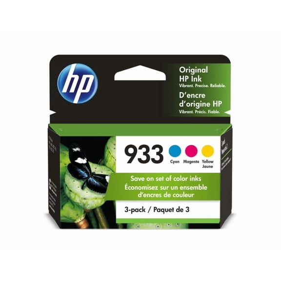 HP 933 Cyan, Magenta & Yellow Original Ink Cartridge Set, Genuine OEM Ink, Exp. 2026 Sold without Manufacturer Warranty