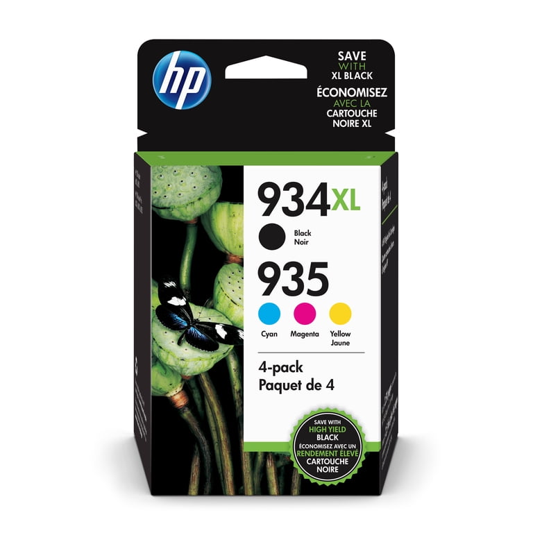 HP 934XL/935 4-Pack Original Ink Cartridge, Black and Color, for
