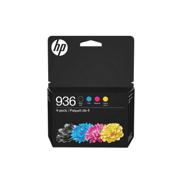 HP 936 4-Pack CMYK(4) Original Ink Cartridge, Average cartridge yields 1,250