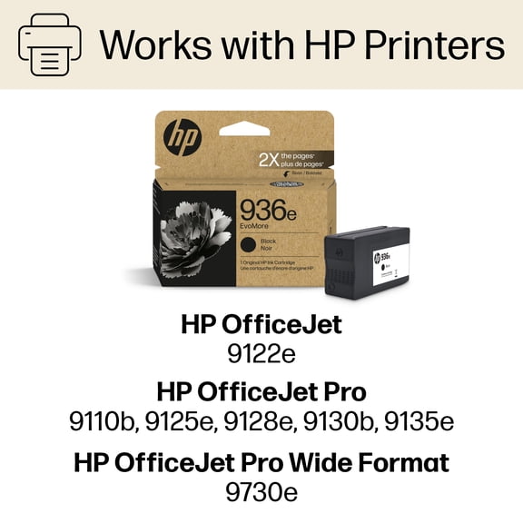 HP 936e EvoMore Black Original Ink Cartridge, ~2,500 pages, 4S6V6LN