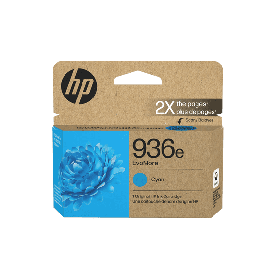 Original HP 936e Cyan EvoMore Ink Cartridge | Works with HP OfficeJet 9120 Series, HP OfficeJet Pro 9100 Series, HP Offi
