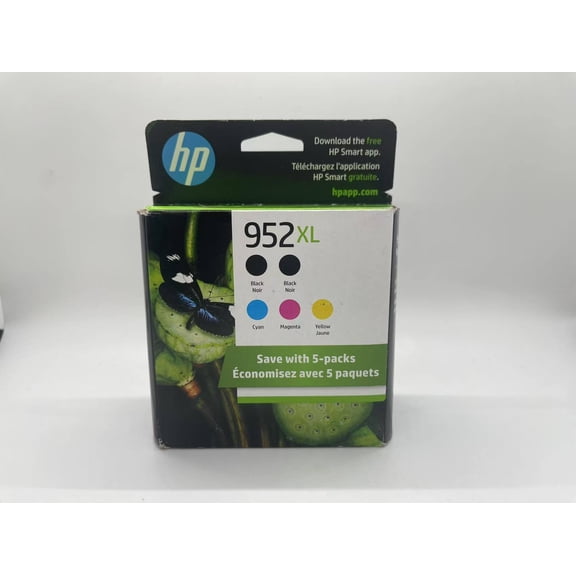 HP 952XL Black, Cyan, Magenta, Yellow High-Yield Ink Cartridges (5-Pack) Works OfficeJet 8702 OfficeJet Pro 7700, 8210, 8700 Series 6ZA00AN Sold without manufacturer warranty