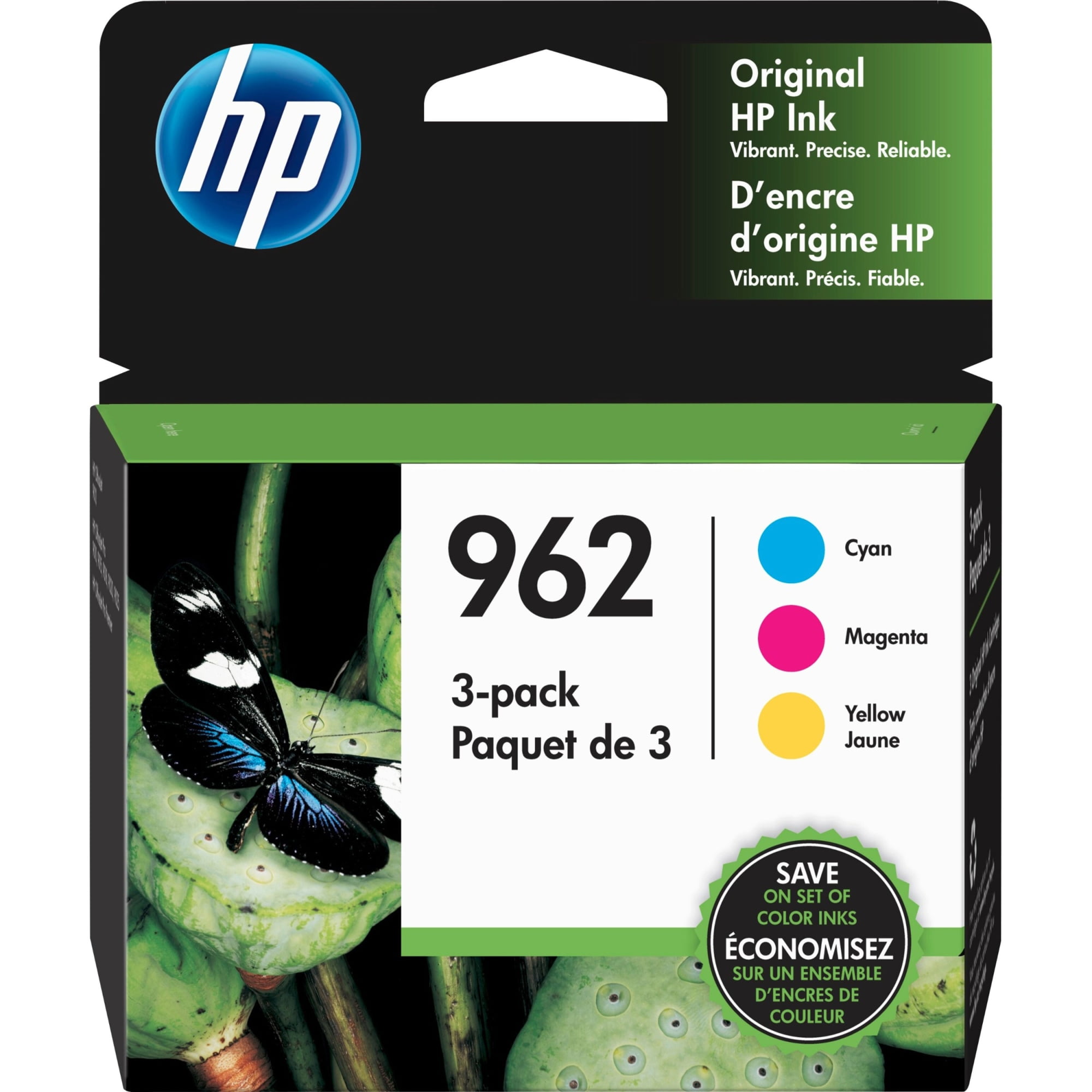 HP 3YP00AN#140 Tri-Color per Printer Cartridge Combo Pack with 3x 962 Original Ink Cartridge Cyan/Magenta/Yellow, for 9015/9025, 1 Pack