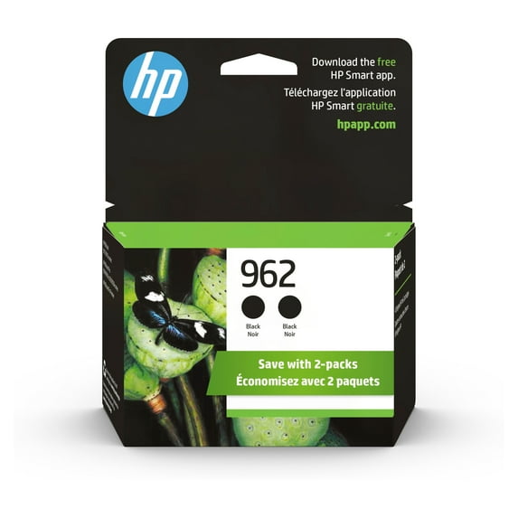HP 962 Black Original Ink Cartridge, 2-Pack (3JB33AN)