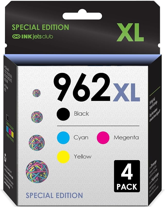 HP 962XL Ink Cartridges 4 Pack for OfficeJet Pro 90109025 Printers