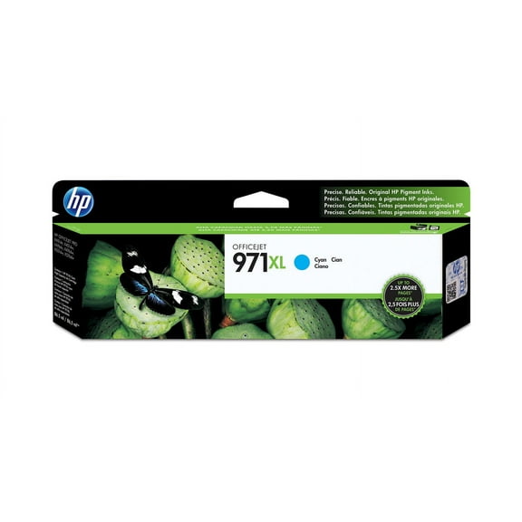 HP 971XL High Yield Cyan Original Ink Cartridge, ~6,600 pages, CN626AM