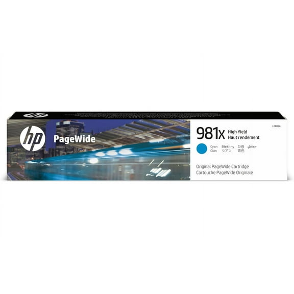 HP 981X High Yield Cyan Original PageWide Cartridge, ~10,000 pages, L0R09A