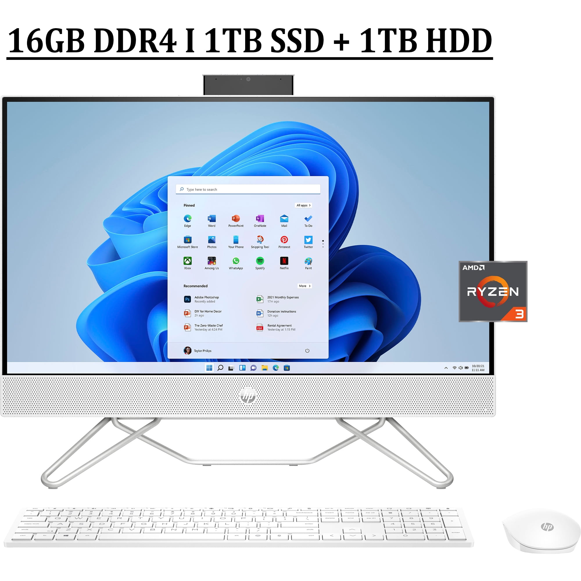 HP All-in-One 24-cr0025m PC, Windows 11 Home, 23.8