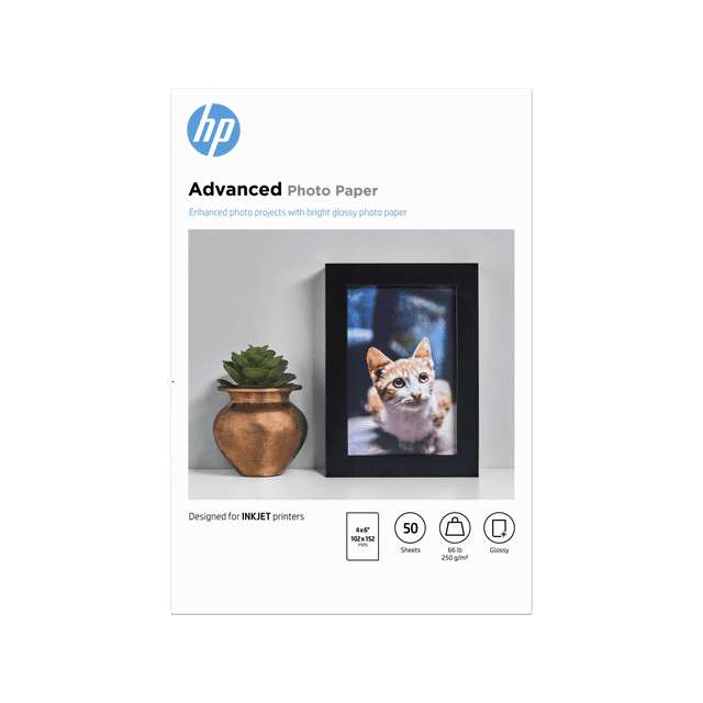 HP Advanced Glossy Photo Paper, 4x6 in, 50 Sheets for Print