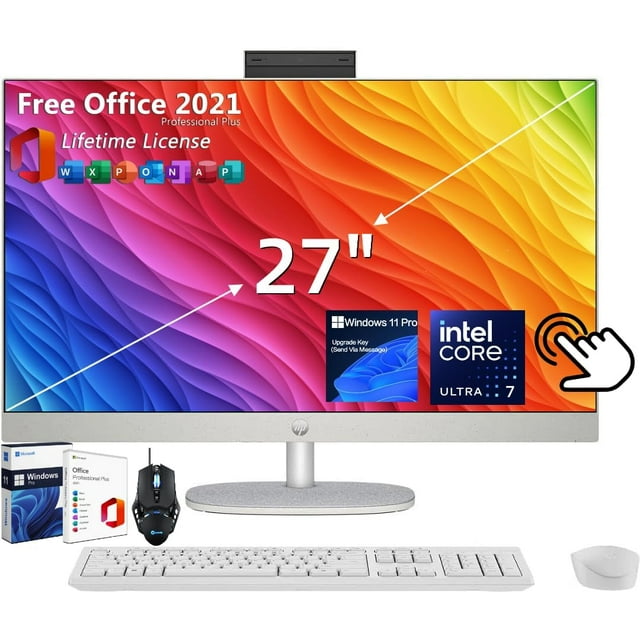 HP All in One Desktop Computer 27" FHD Touchscreen, Intel Core Ultra 7
