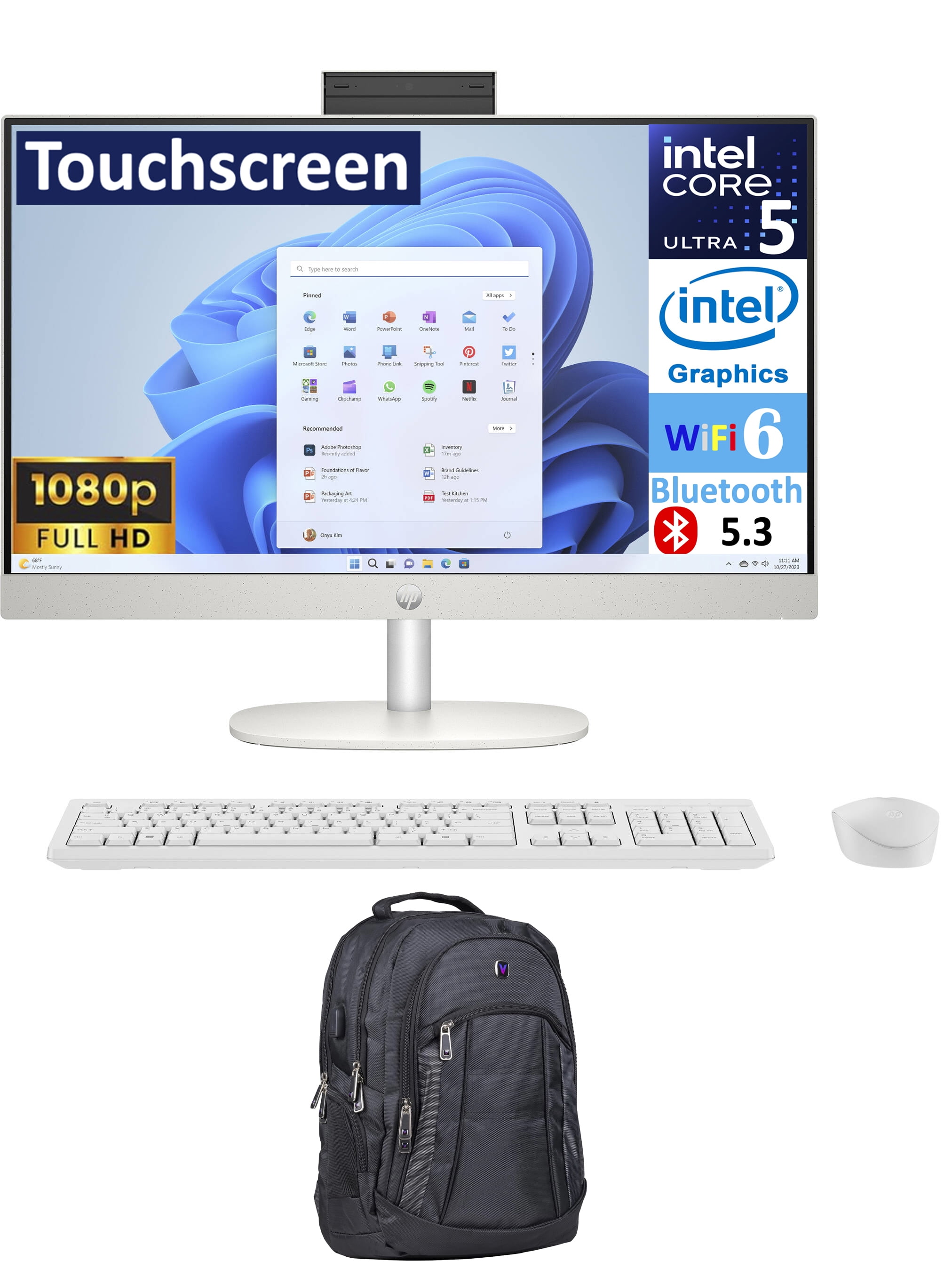 HP All-in-One 24 All-in-One 23.8in Touchscreen FHD Display (Intel Ultra ...