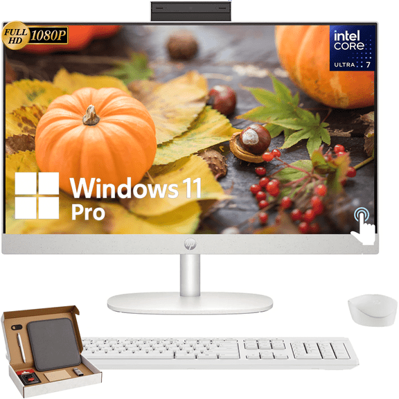 HP All-in-One 27" Touchscreen Desktop Computer for Business & Student – FHD IPS LED Touch Display, Intel Core Ultra 7-155U, 32GB DDR5 RAM, 1TB SSD, Windows 11 Pro, WiFi 6, Shell White