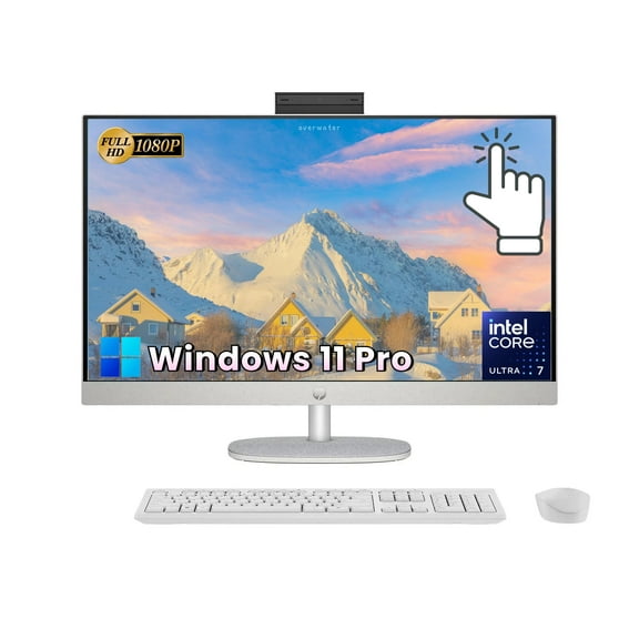HP All-in-One 27" Touchscreen Desktop Computer - Windows 11 Pro, 27 inch FHD IPS LED Touch Display, Intel 12-Core Ultra 7-155U, Adjustable Height, WiFi 6, HD Webcam, 16 GB DDR5 RAM | 1 TB SSD