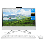 HP All-in-One Desktop, 21.5" FHD Screen, Intel Celeron J4025, 4GB RAM, 256GB SSD, Webcam, HDMI, Media Card Reader, Wi-Fi, Wired KB & Mouse, Windows 11 Home