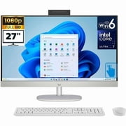 HP All-in-One Desktop,27 FHD Touchscreen Display, 16GB RAM, 512GB SSD,Intel Core Ultra 7 255U Beats Intel i7-1355U, Webcam, Wi-Fi 6, HDMI, Windows 11 Home,White