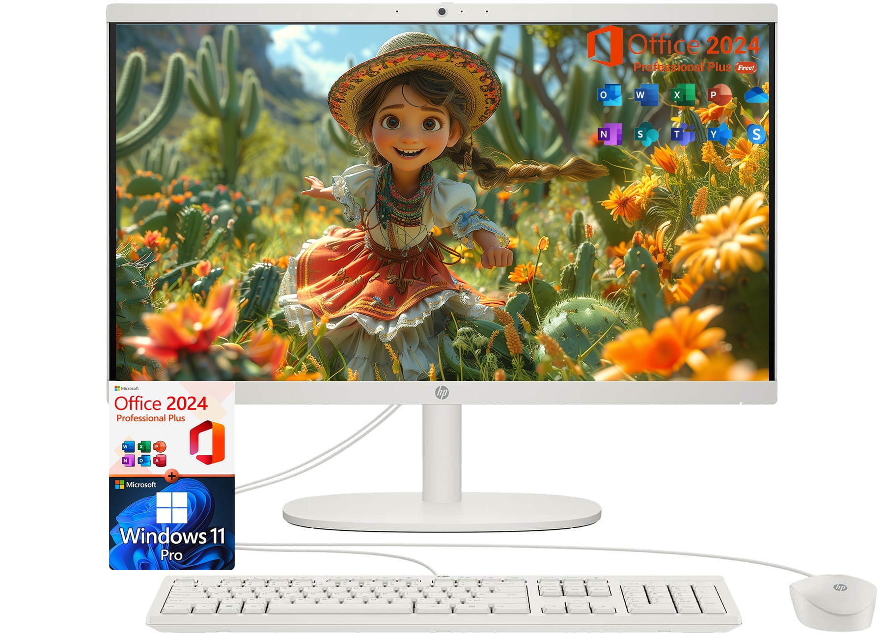 HP All-in-One Desktop Computer PC - 21.5" FHD Display, Intel Celeron J4025, 32GB RAM, 1TB SSD, Wi-Fi 6, Windows 11 Pro