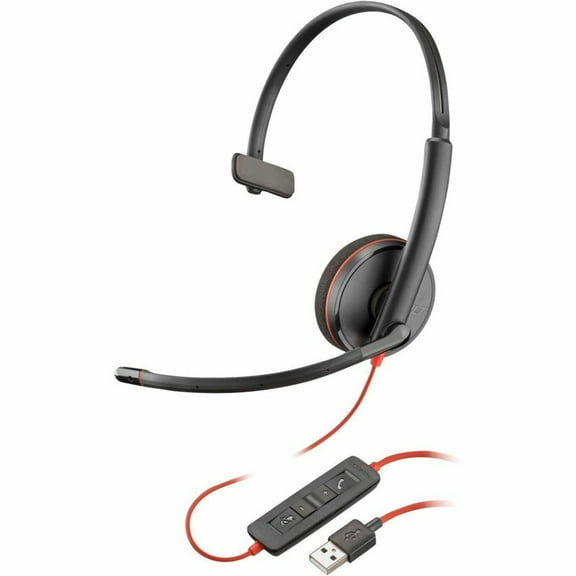 HP Blackwire C3210 Headset - Mono - USB Type A - Wired - 32 Ohm - 20 Hz - 20 kHz - On-ear, Over-the-head - Monaural - Open - 5.28 ft Cable - Noise Cancelling Microphone