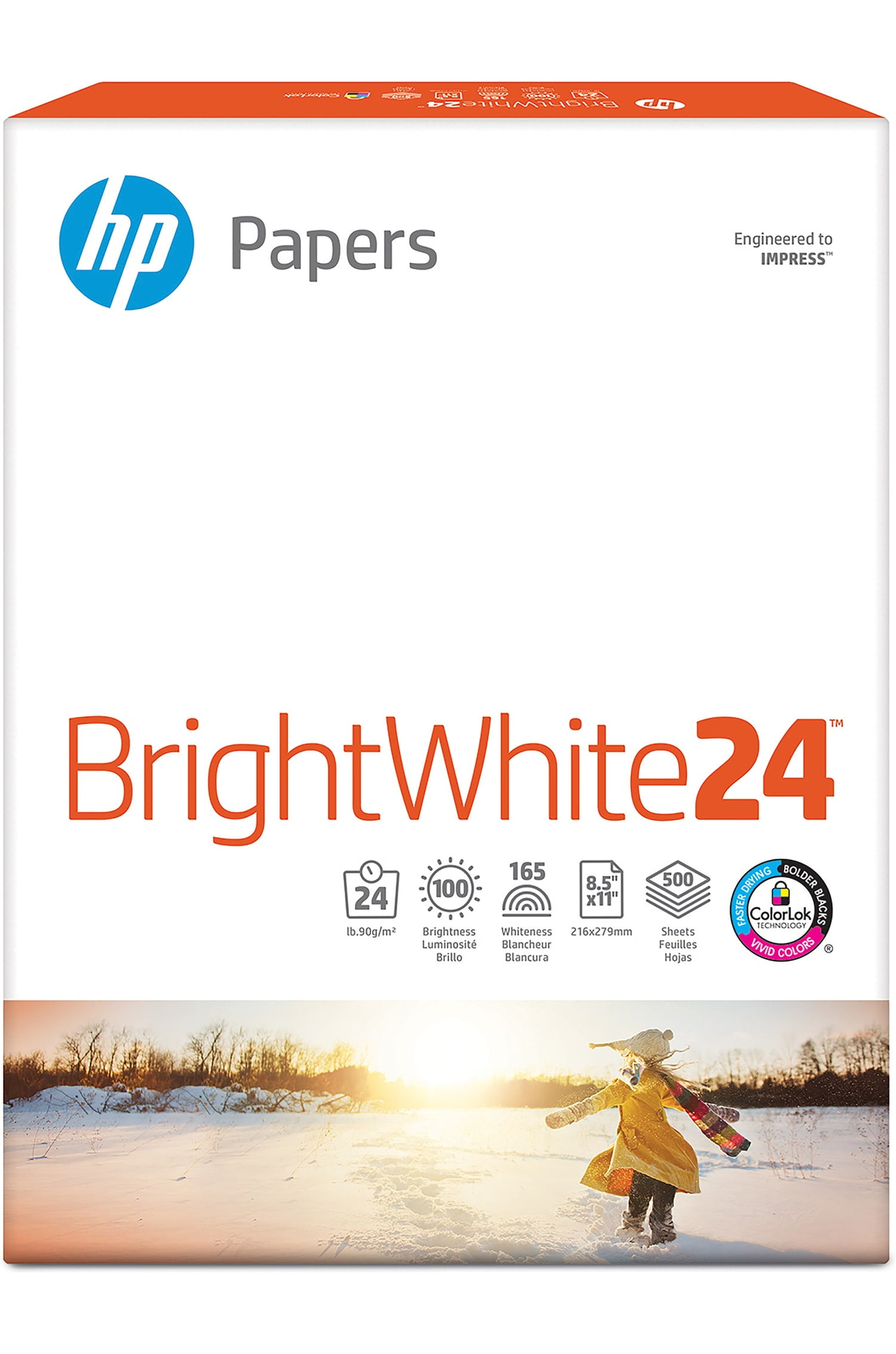 HP Bright White Inkjet Paper | 500 Sheets | Letter | 8.5 x 11 in | HPB1124P