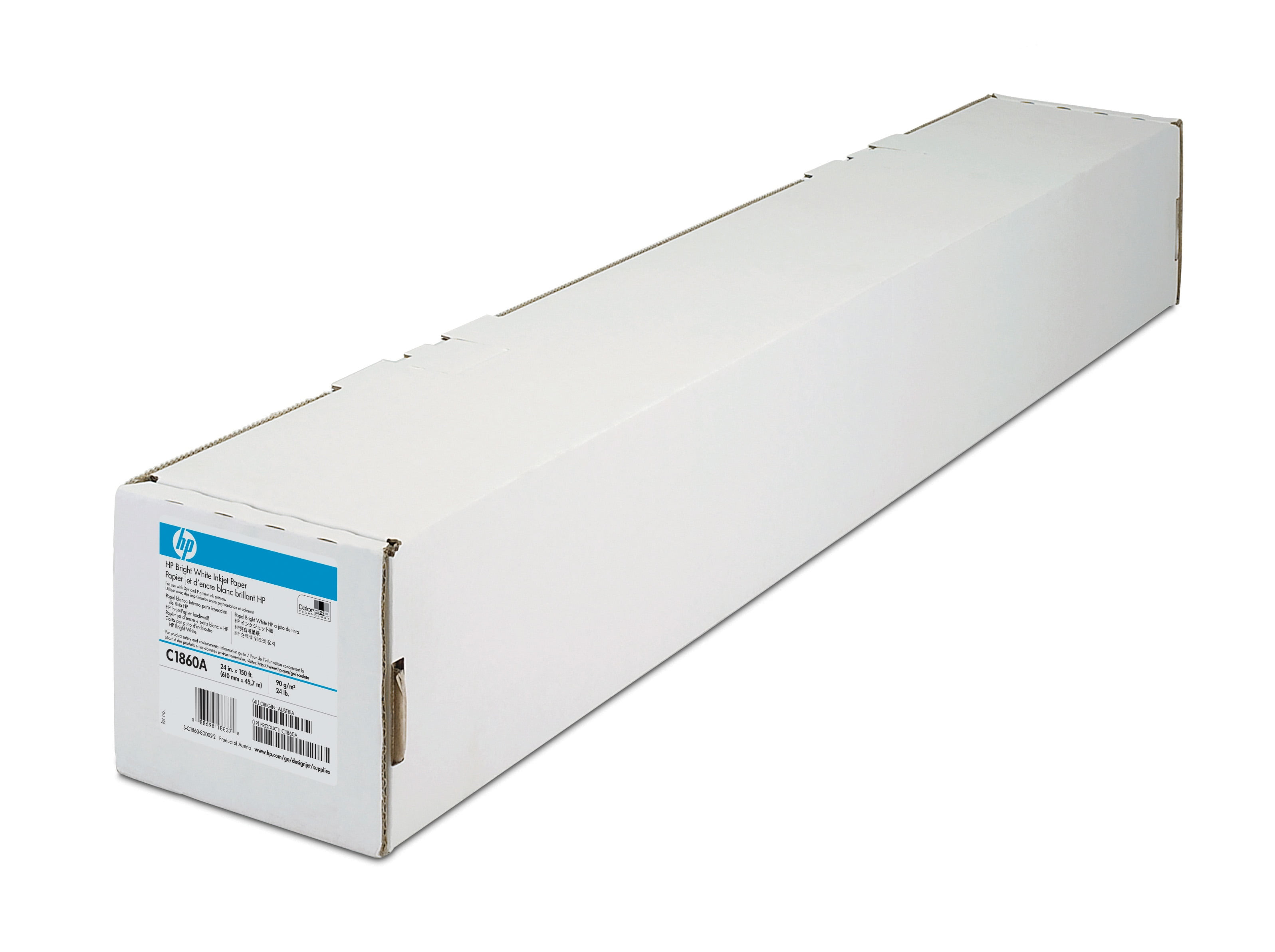 HP Bright White Inkjet Paper-610 mm x 45.7 m (24 in x 150 ft)