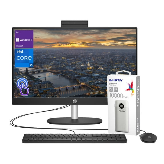 HP Business 24 All-in-One Desktop, 23.8" FHD Touchscreen, Intel i5-1335U, 16GB RAM, 2TB SSD, True Vision 1080p IR, integrated microphones, Wi-Fi 6, Windows 11 Home, Black
