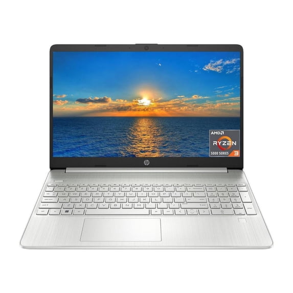 HP Business & Student Laptop, 15.6" HD Display, AMD Ryzen 3 5300U, 32GB RAM, 1TB SSD, Wi-Fi 5, AMD Radeon Graphics, Webcam, Numeric Pad, Windows 11 Home, Natural Silver