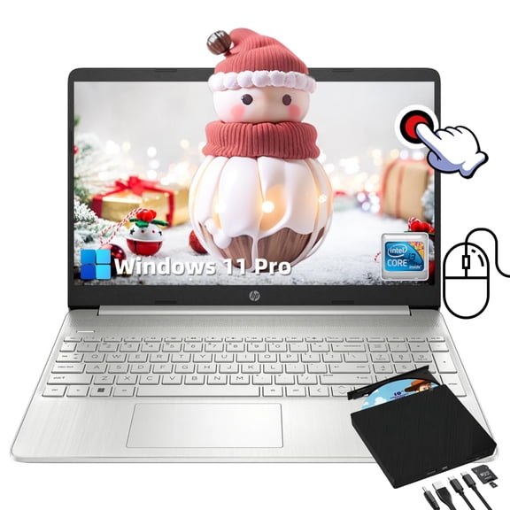 HP Business Touchscreen Laptop Computer - 15.6" HD Touchscreen, 32GB RAM, 2TB SSD, Intel i3-1215U Processor, with Microsoft Office Lifetime License & Windows 11 Pro & Multi External CD/DVD Drive