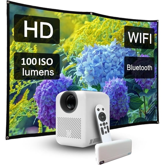 HP CC180W Promo 3in1 Mobile HD Projector - Wireless Projection (iOS/Android), Bluetooth Out, 65W PD Power Bank, HDMI *1, Native HD Resolution, 84" Foldable Screen