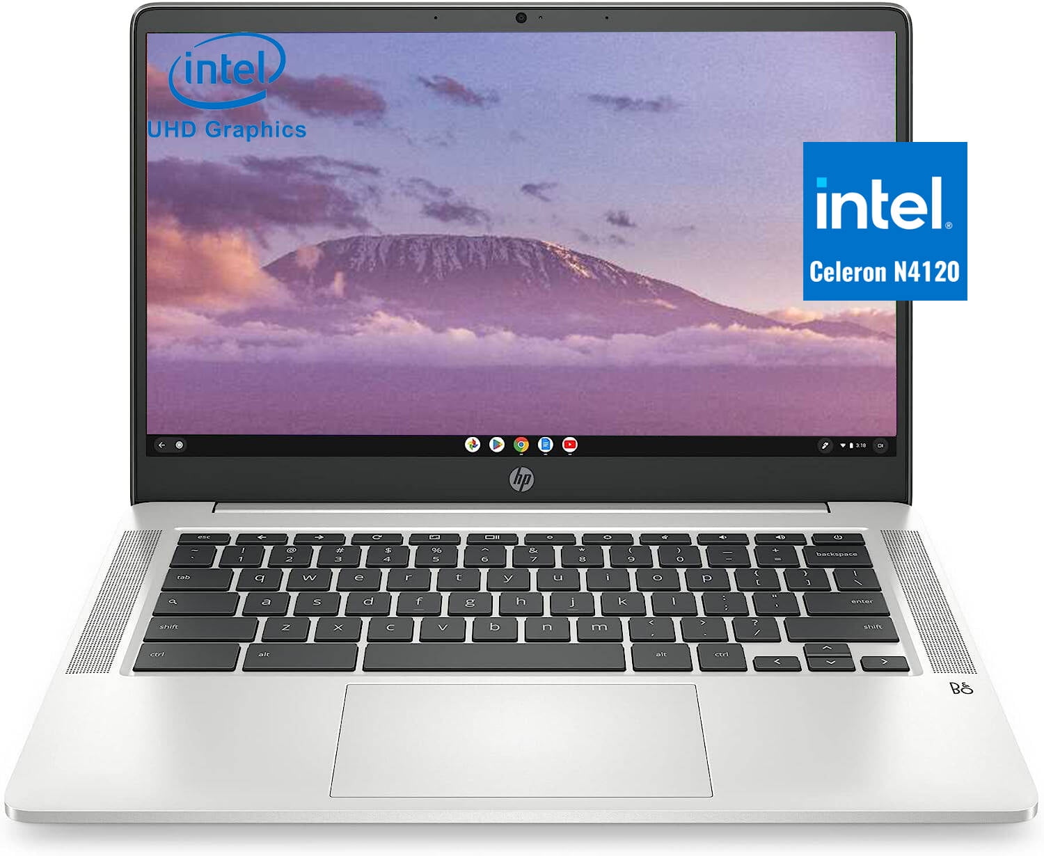 HP Chromebook 14" HD Laptop, Intel Celeron N4120, 4GB RAM, 64GB eMMC