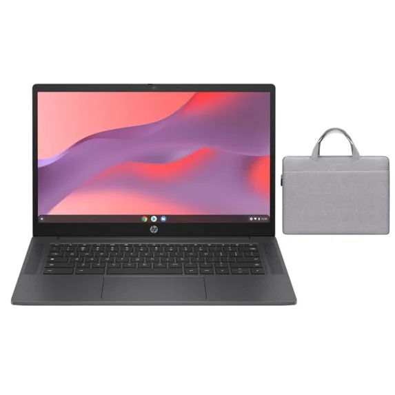 HP Chromebook 14 inch HD Display Laptop | Intel Processor N100 | Intel UHD Graphics | WIFI | Grey | 8GB RAM | 128GB SSD |Chrome OS |Bundle with Grey Bag