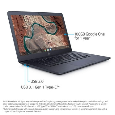 Pre-Owned HP Chromebook 14-inch-Laptop-with 180-Degree-Hinge, Full HD Screen, AMD Dual-Core A4-9120-Processor, 4 GB SDRAM, 32 GB eMMC Storage, Chrome OS (14-db0080nr, Ink Blue)