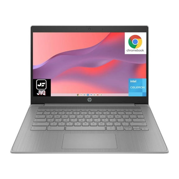 HP Chromebook Laptop, 14'' HD Display, Quad-Core Intel Celeron N4120 Processor, 4GB RAM, 64GB eMMC + 64GB Card, Bluetooth, 14+ Hrs Battery, Chrome OS+ Modern Gray, JVQ MP, 2X Storage