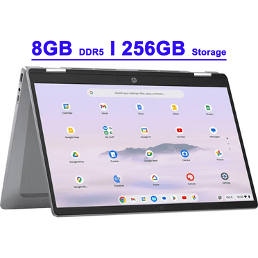 HP Chromebook Plus x360 Premium Business Laptop 14" FHD IPS Touch Intel 8-core i3-N305 (>i5-1135G7) 8GB DDR5 256GB SSD Backlit USB-C Long Battery Life