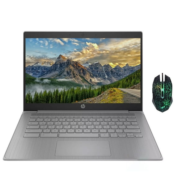 HP Chromebook Student Laptop, 14" Business Laptops, Intel Celeron N4120, 4GB LPDDR4 RAM, 64GB eMMC Storage, Intel UHD Graphics 600, Webcam, WiFi, Chrome OS, Modern Gray