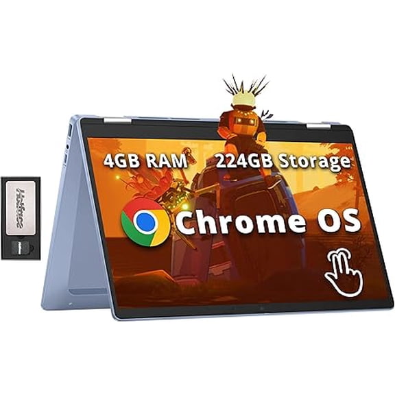 HP Chromebook x360 14" FHD Touchscreen Laptop, Intel Processor N100, 4GB RAM, 224GB Storage(64GB eMMC+160GB Docking Station Set), Intel UHD Graphics, 720p HD Camera, Wi-Fi 6, Chrome OS, Sky Blue