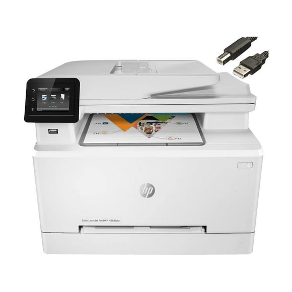 HP Color LaserJet Pro M283cdw Wireless All-in-One Laser Printer, Remote Mobile Print-Print Scan Copy Fax-Auto 2-Sided Printing, White, Cefesfy Printer Cable