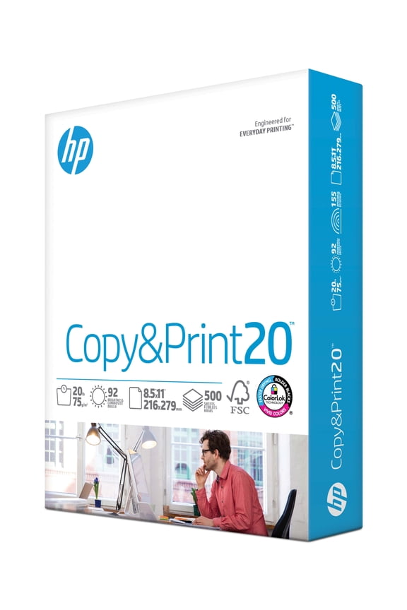 HP Copy & Print20, 20lb, 8.5 x 11, 1 Ream (500 Sheets)
