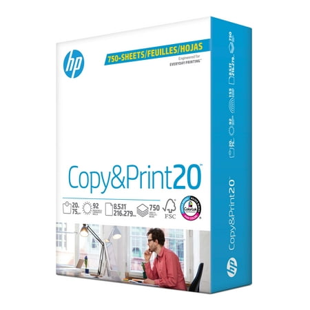 HP Copy & Print20, 20lb, 8.5 x 11, White, 750 sheets
